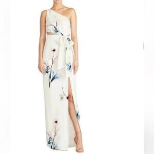 Monique Lhuillier One Shoulder Floral Gown Size 4 NWT
